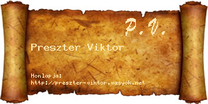 Preszter Viktor névjegykártya